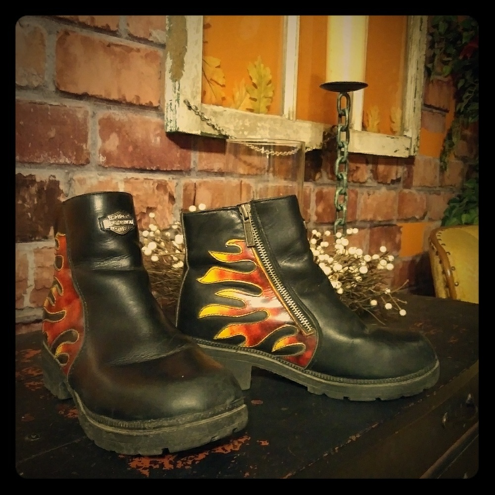 Harley Davidson vintage flame boots size 7 1/2